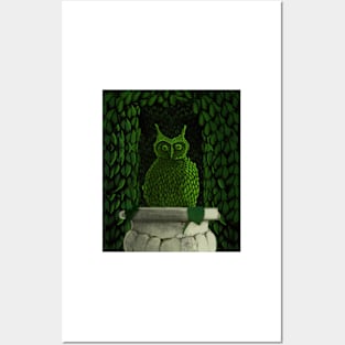 Hedge Owl Topiary Night Version Posters and Art